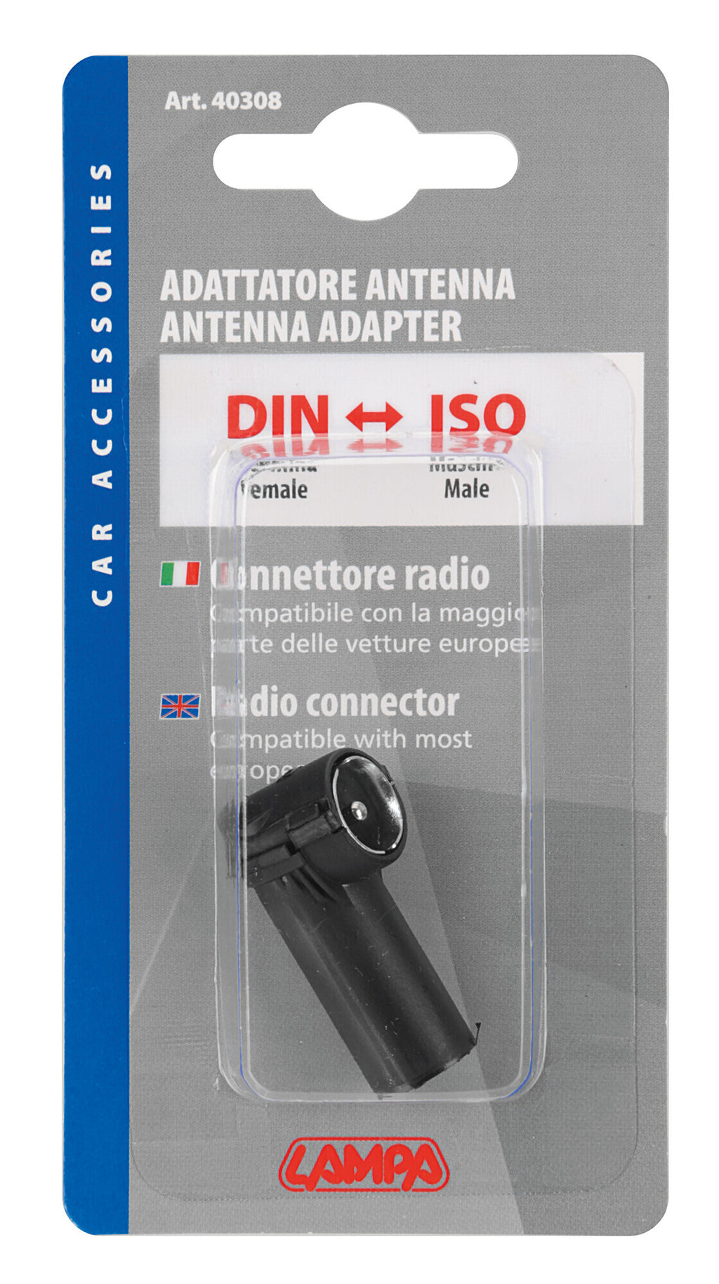 Adattatore antenna DIN femmina>ISO maschio