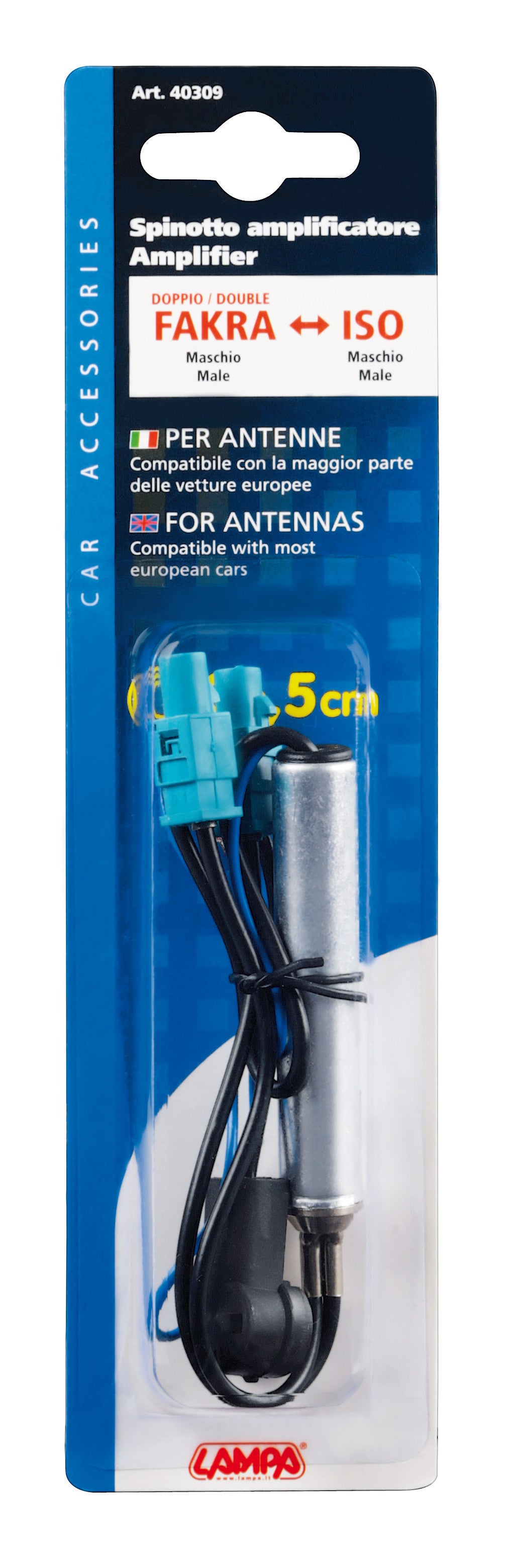 Adattatore antenna doppio FAKRA maschio>ISO maschio - 36,5 cm