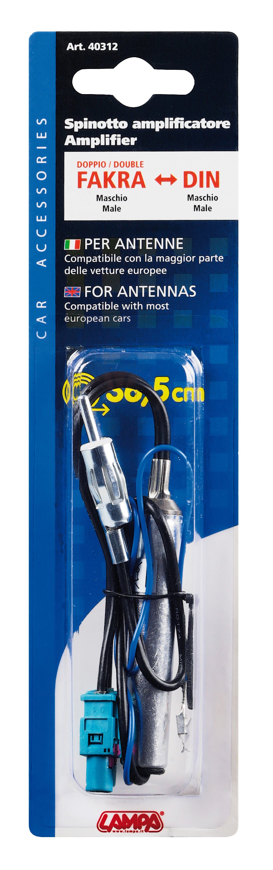 Adattatore antenna doppio Fakra maschio>DIN maschio - 36,5 cm