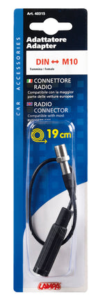 Adattatore antenna DIN femmina>M10 maschio - 19 cm