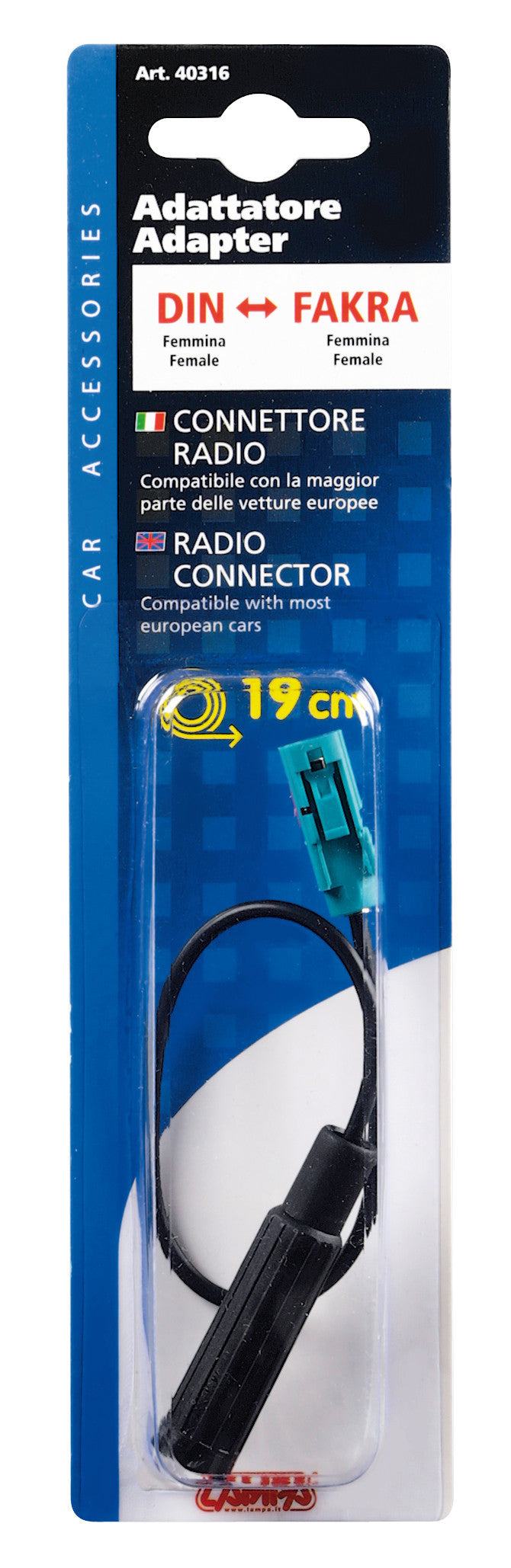 Adattatore antenna DIN femmina>FAKRA femmina - 19 cm