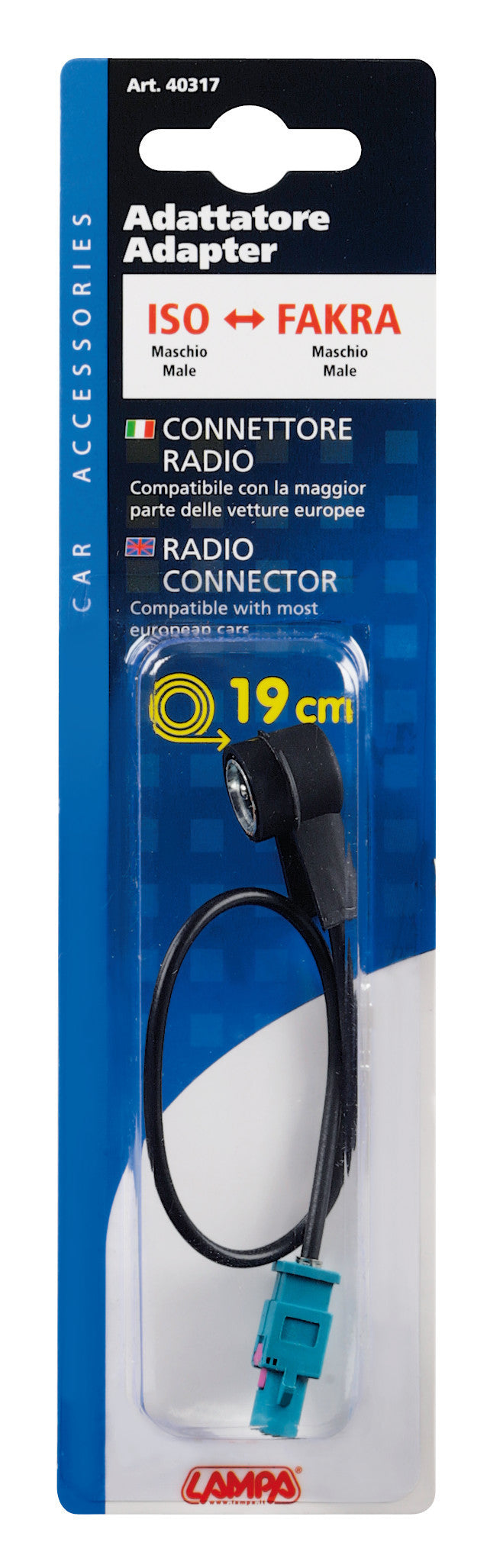 Adattatore antenna DIN maschio>FAKRA maschio - 19 cm