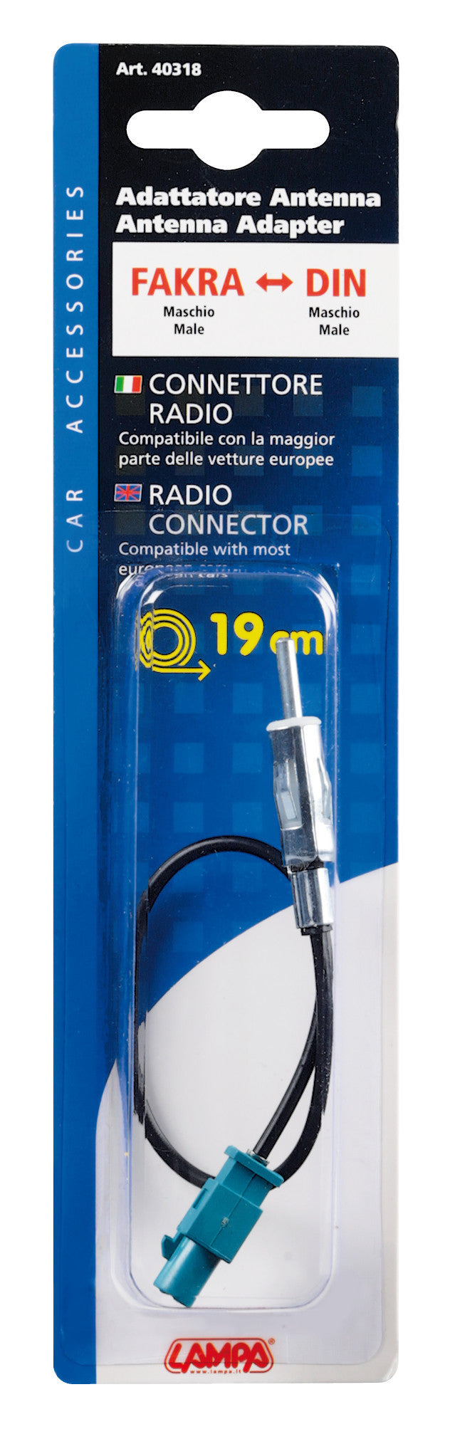 Adattatore antenna FAKRA maschio>DIN maschio - 19 cm