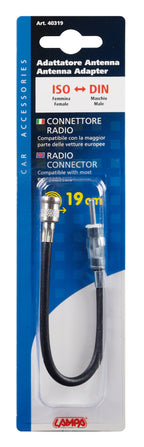 Adattatore antenna ISO femmina>DIN maschio - 19 cm