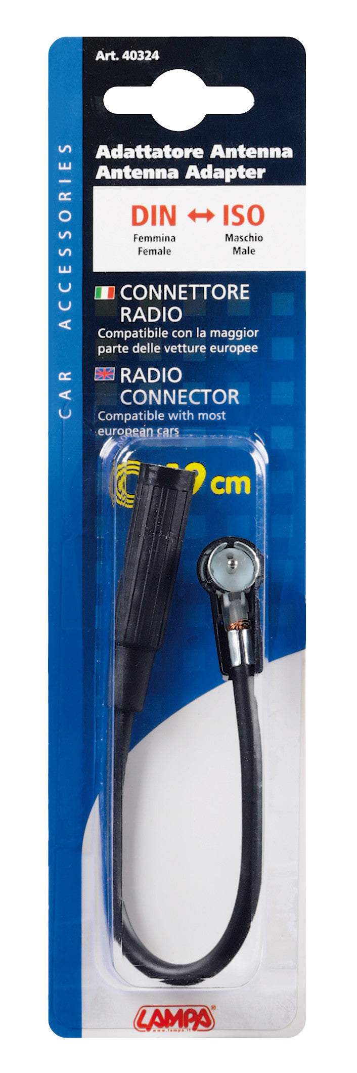 Adattatore antenna DIN femmina>ISO maschio - 19 cm