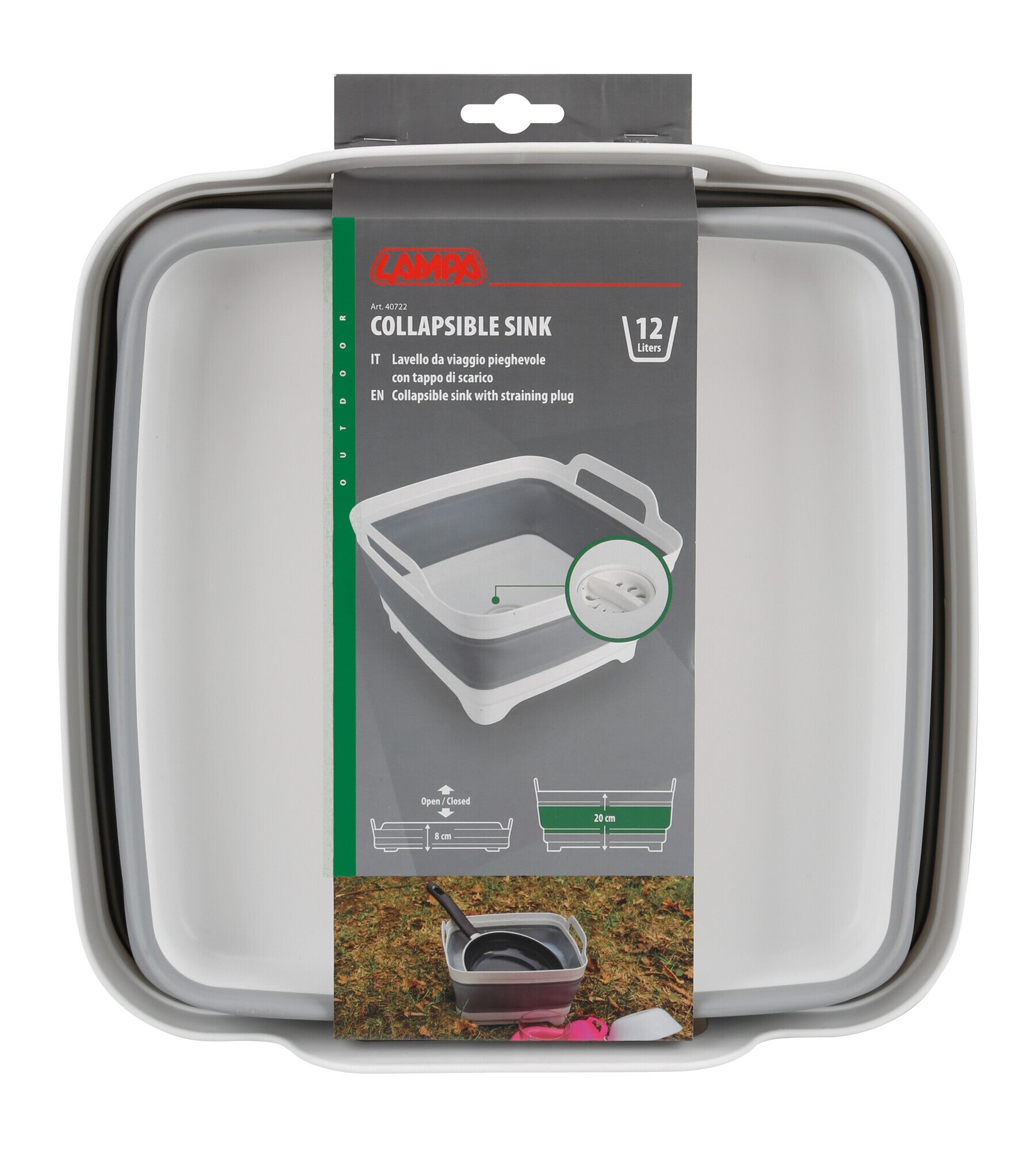 Lavello pieghevole con tappo di scarico - 12 L