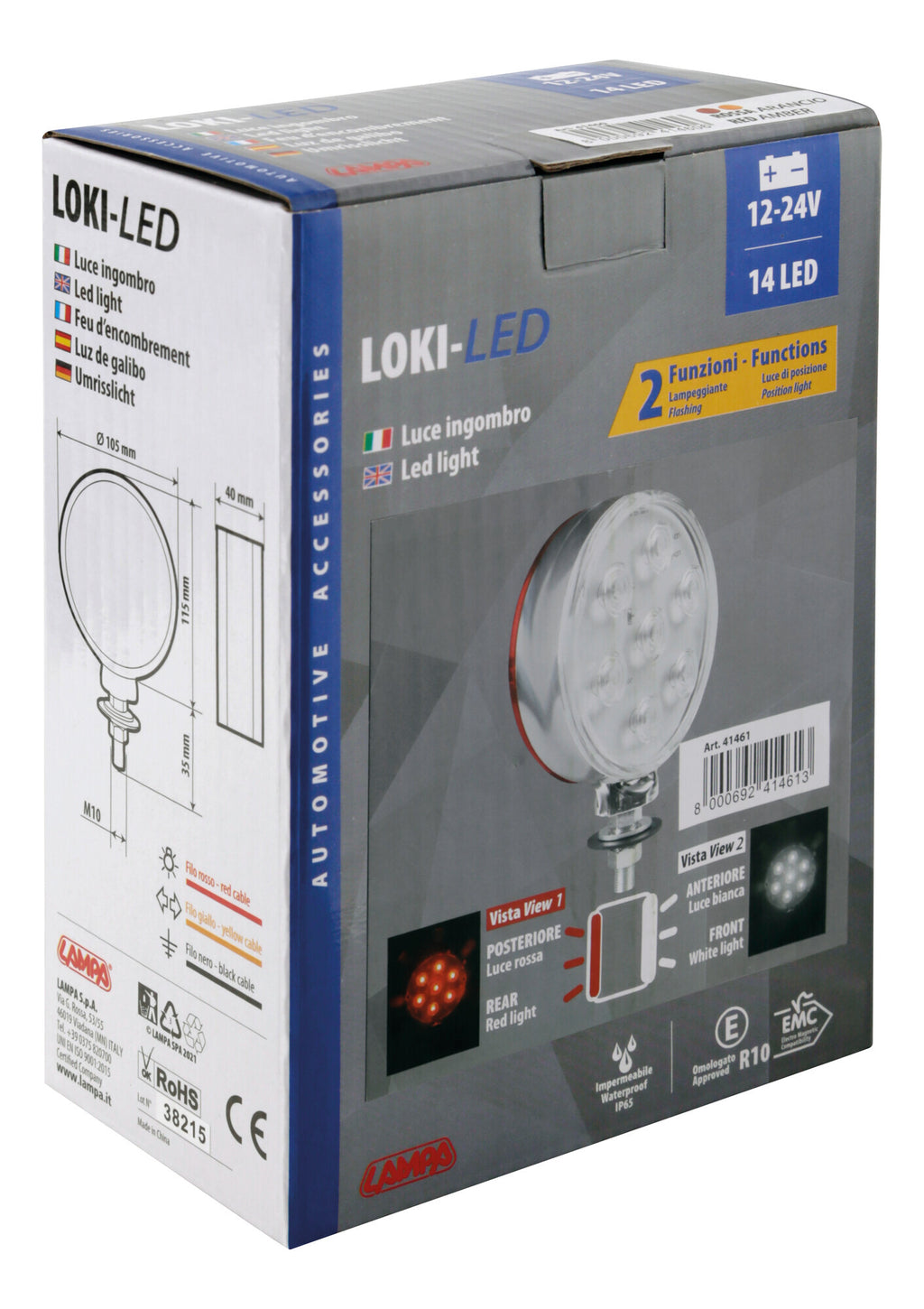 Loki-Led, luce decorativa, doppia funzione - 14 Led - 12/24V - Rosso/Bianco