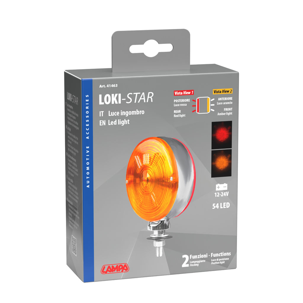Loki-Star, luce decorativa, doppia funzione - 54 Led - 12/24V - Rosso/Arancio