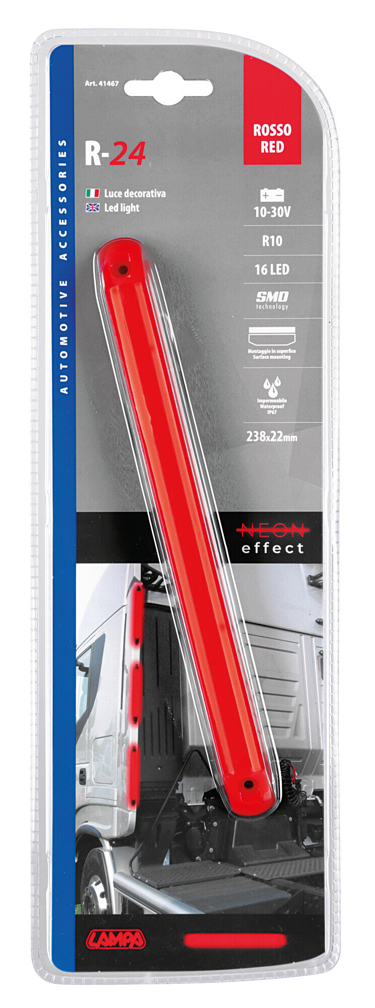 Luce decorativa - 16 Led - 12/24V - Rosso