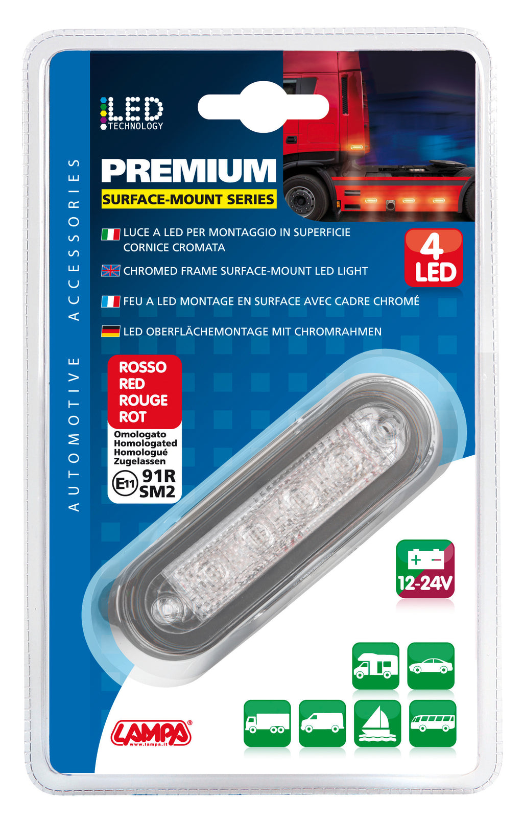 Luce ingombro - 4 Led - 12/24V - Bianco