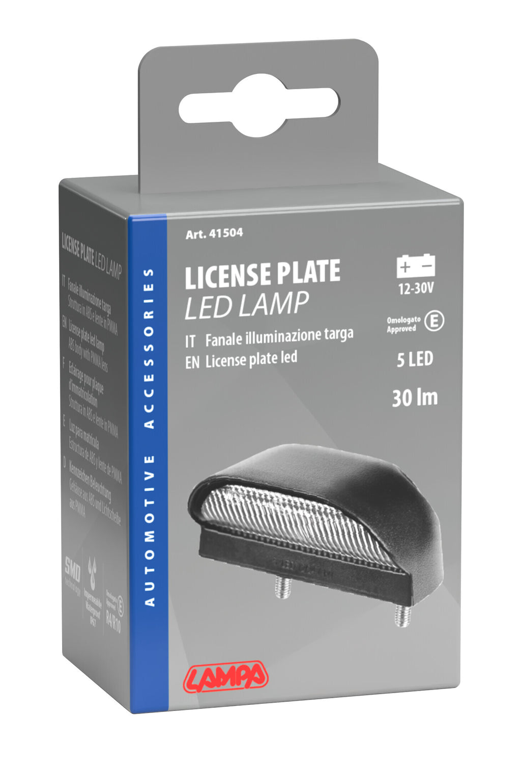 Fanale a 5 Led smd, illuminazione targa, 10/30V