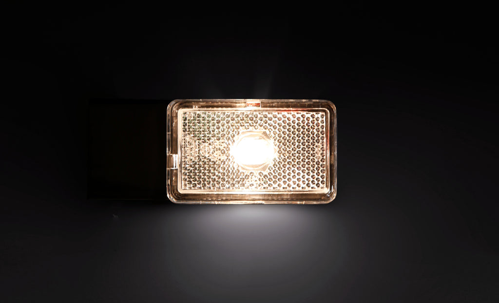 Luce ingombro con catarifrangente e staffa - 12/24V - Bianco