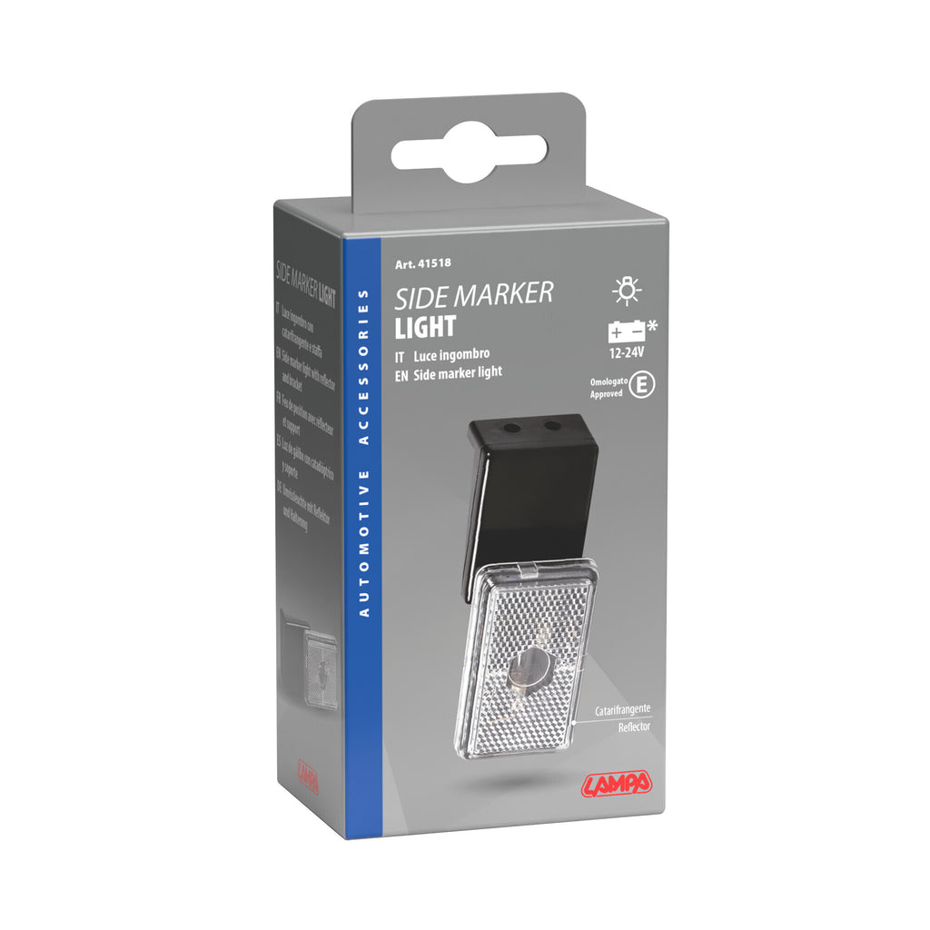 Luce ingombro con catarifrangente e staffa - 12/24V - Bianco
