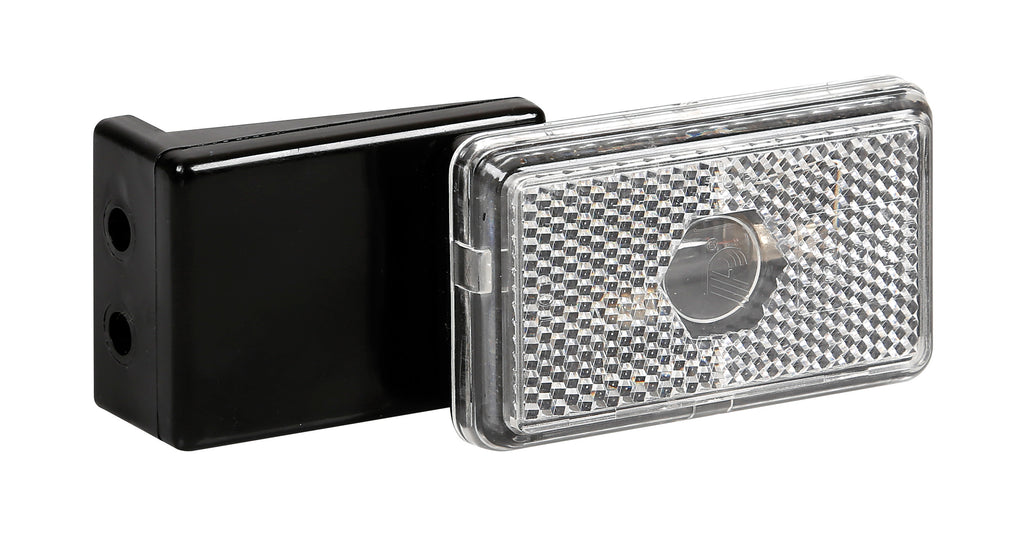 Luce ingombro con catarifrangente e staffa - 12/24V - Bianco