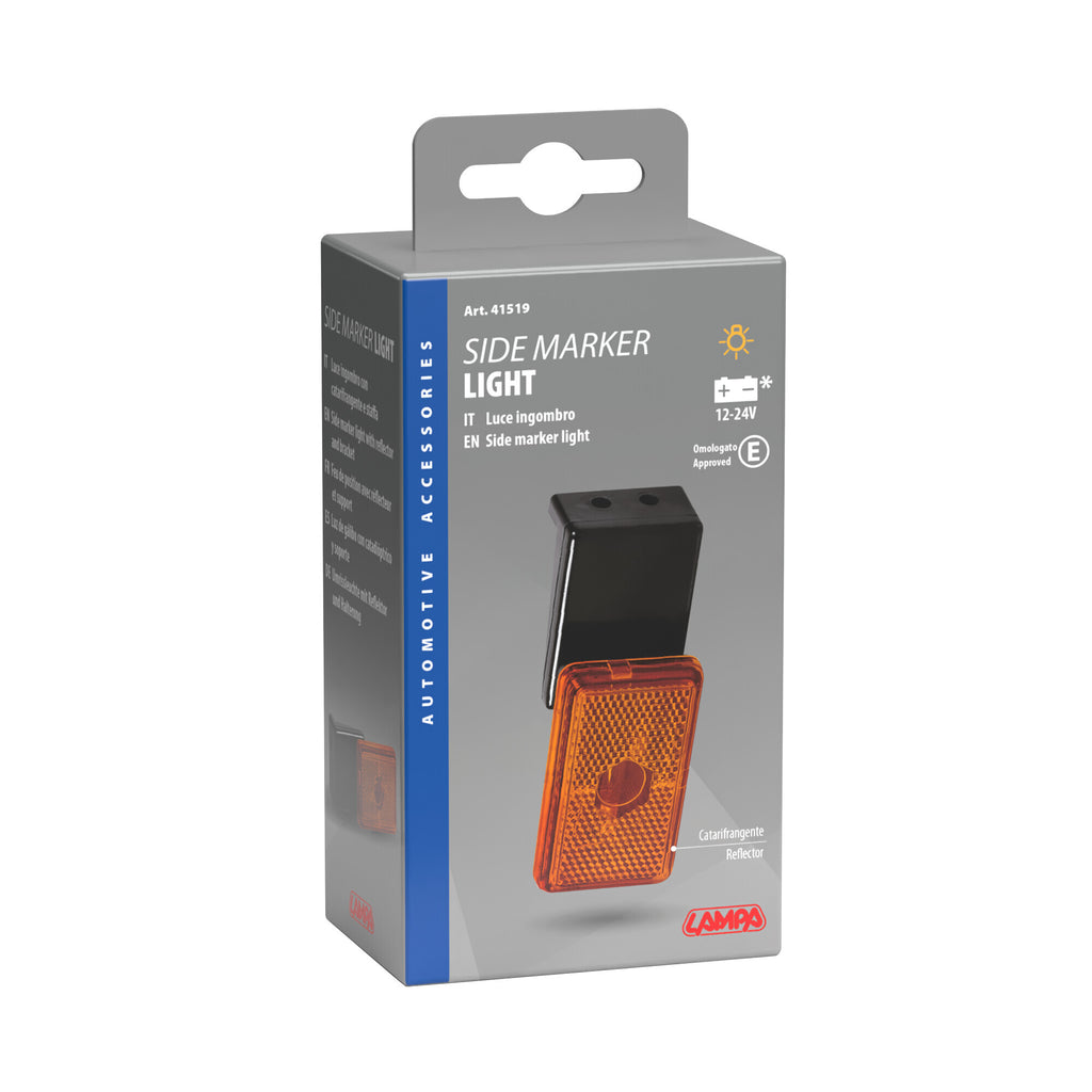 Luce ingombro con catarifrangente e staffa - 12/24V - Arancio