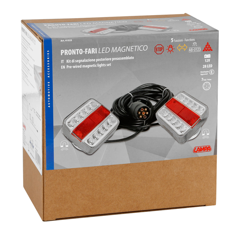 Pronto-Fari, kit di segnalazione Led posteriore magnetico preassemblato, 12V