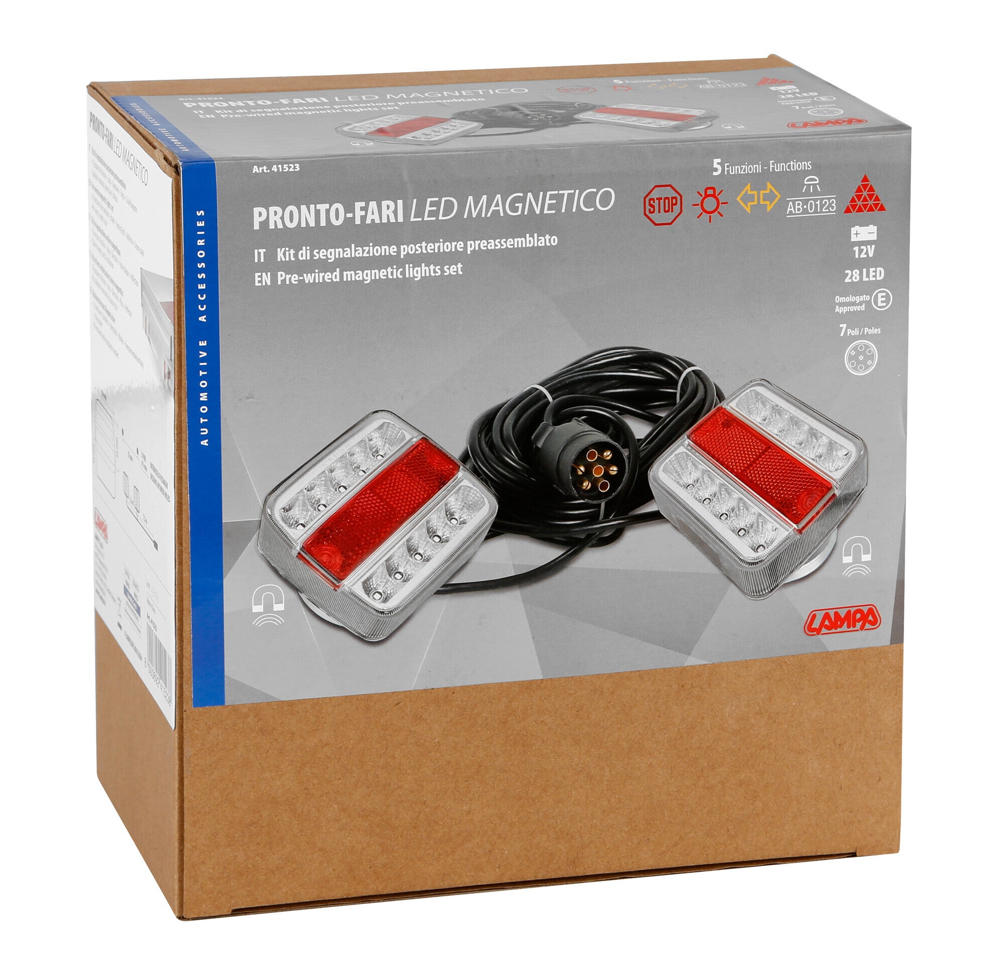 Pronto-Fari, kit di segnalazione Led posteriore magnetico preassemblato, 12V