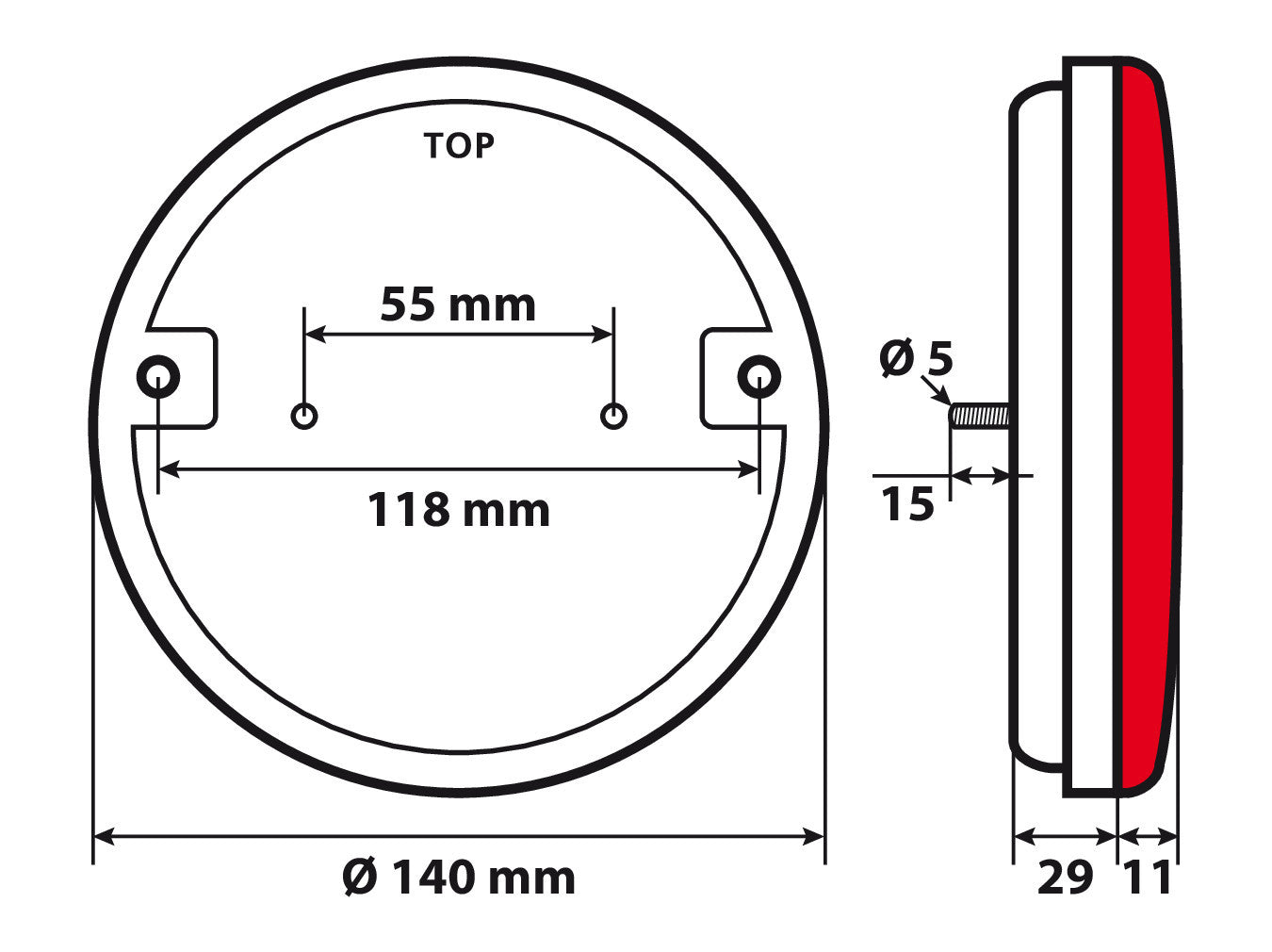 Rear O-LED, fanale posteriore 3 funzioni a led 12/24V