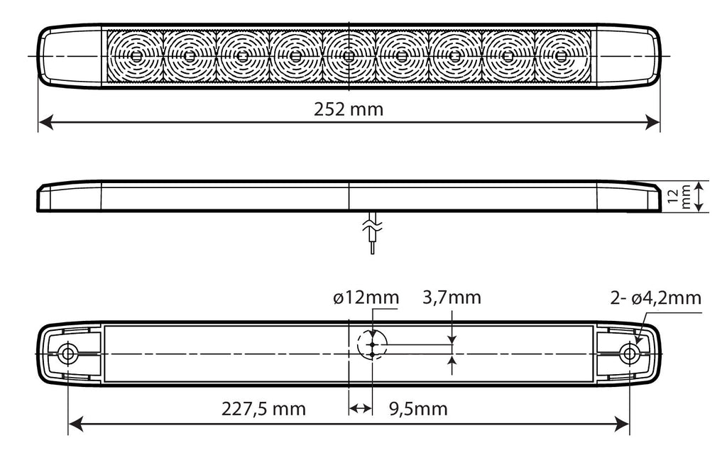 Illumi, luce ingombro - 9 Led - 12/24V - Rosso - 2 funzioni
