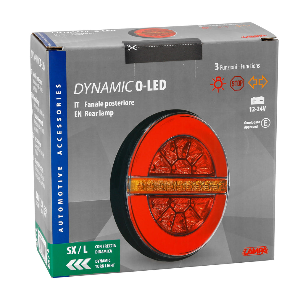 Dynamic O-Led, Fanale posteriore, 3 funzioni, 12/24V - Sinistro