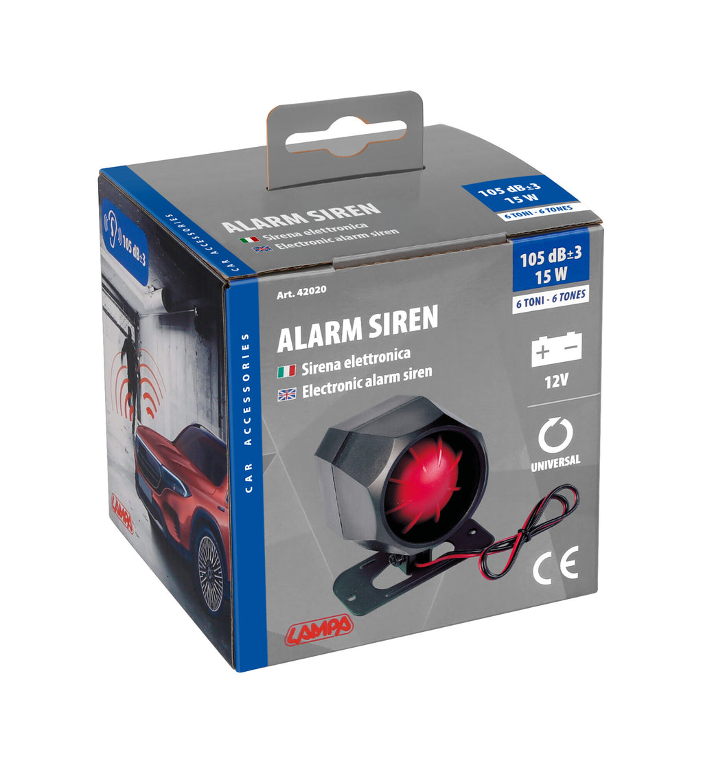 Sirena elettronica a 6 toni 12V - 1,2A - 105dB±3