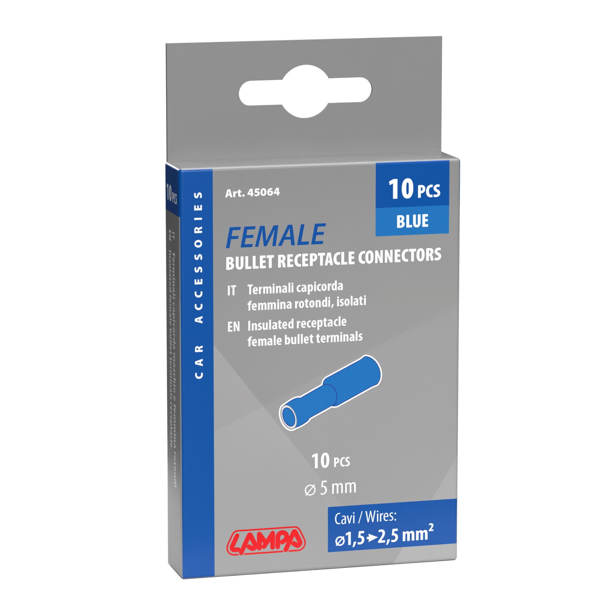 10 terminali - capicorda femmina rotondi - Blu
