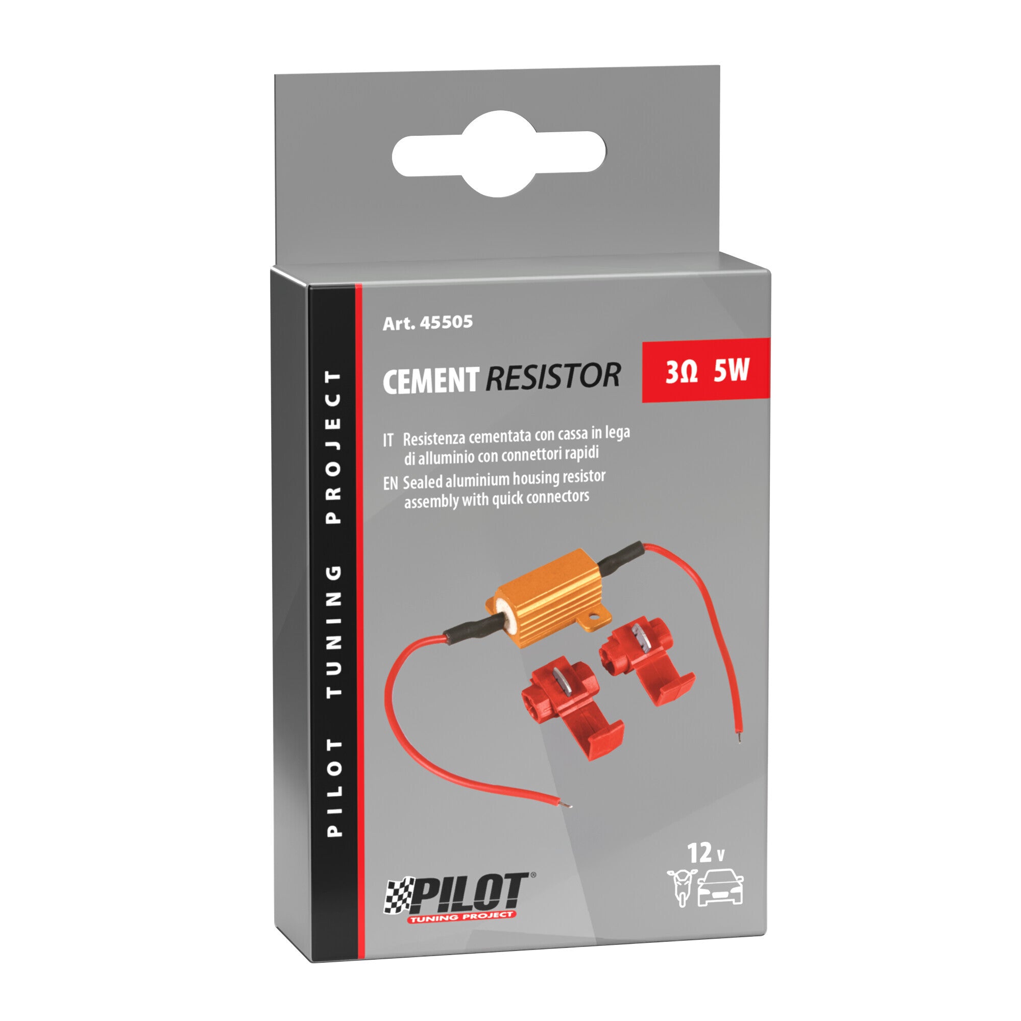 Resistenza cementata, 12V - 3 OHM - 5 W