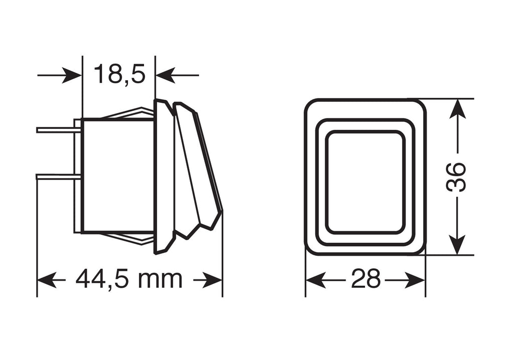 Interruttore impermeabile con spia a Led - 12/24V - Rosso