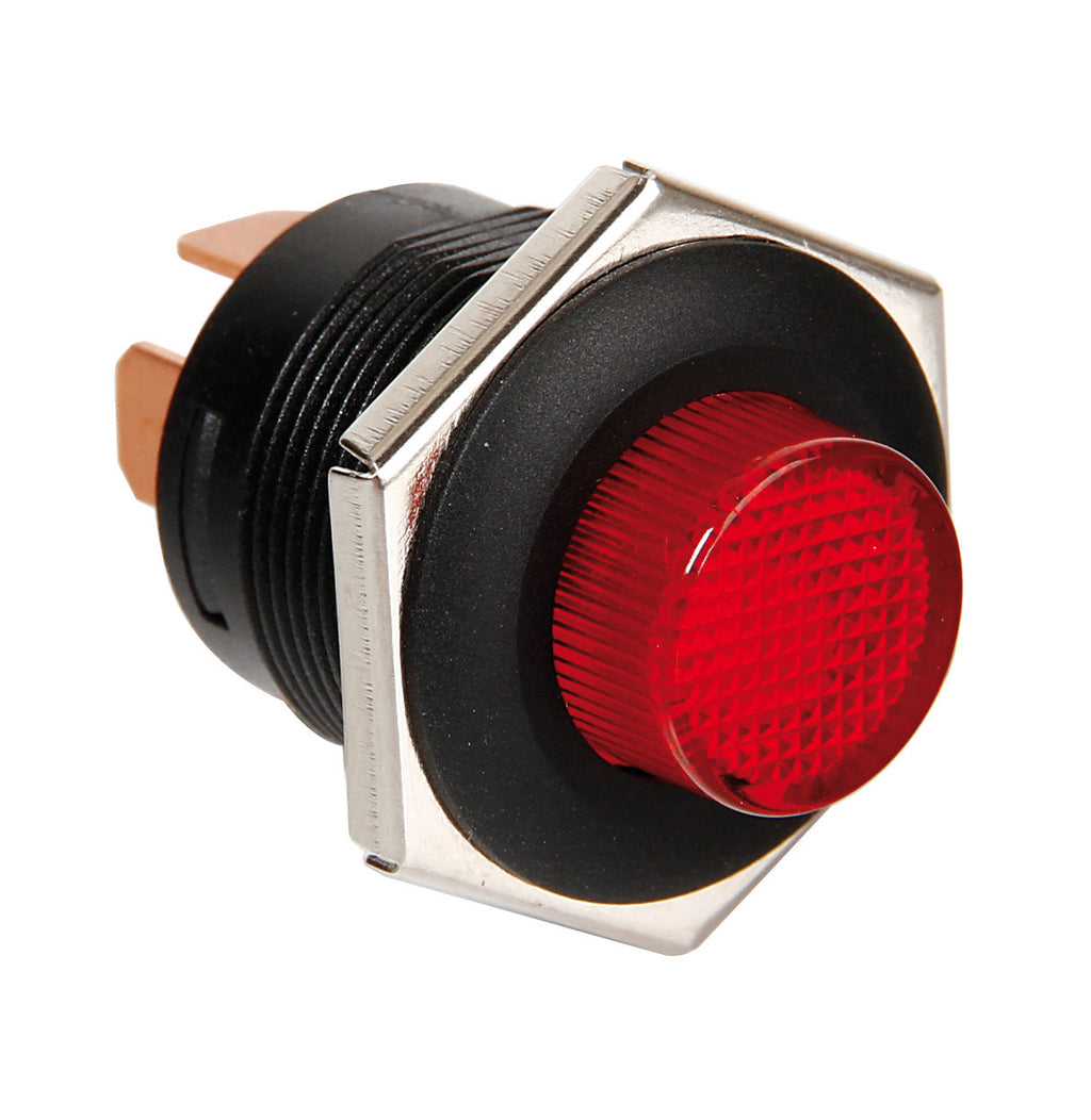 Interruttore a pulsante con spia a Led - 12/24V - Rosso