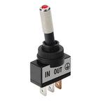Interruttore a leva tipo Racing, in alluminio con spia a Led - 12/24V - Rosso - 20A