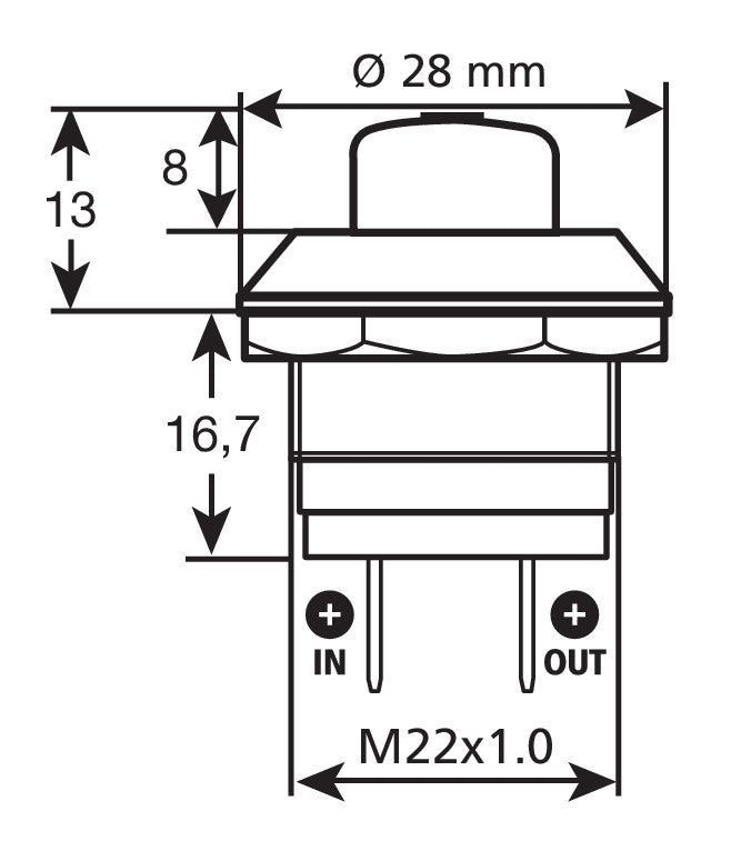 Interruttore a pulsante - 12/24V - 10A