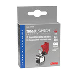 Interruttore a leva con sicura, in alluminio con spia a Led - 12/24V - Rosso - 20A