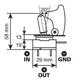 Interruttore a leva con sicura, in alluminio con spia a Led - 12/24V - Rosso - 20A