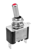 Interruttore a leva, in alluminio con spia a Led - 12/24V - Rosso - 20A