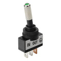 Interruttore a leva tipo Racing, in alluminio con spia a Led - 12/24V - Verde - 20A