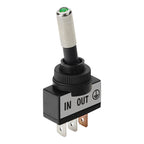 Interruttore a leva tipo Racing, in alluminio con spia a Led - 12/24V - Verde - 20A