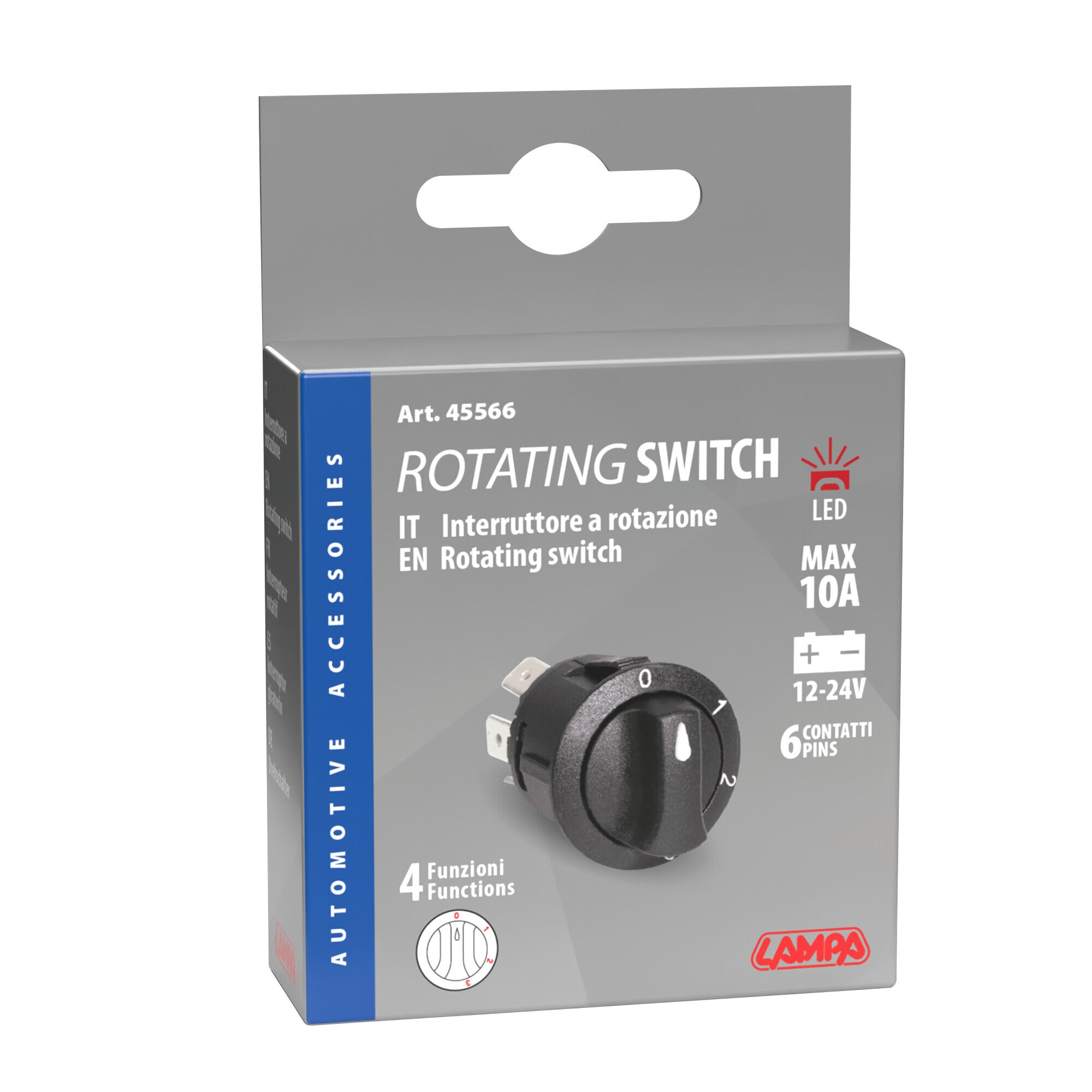 Interruttore a rotazione - 12/24V - 10A