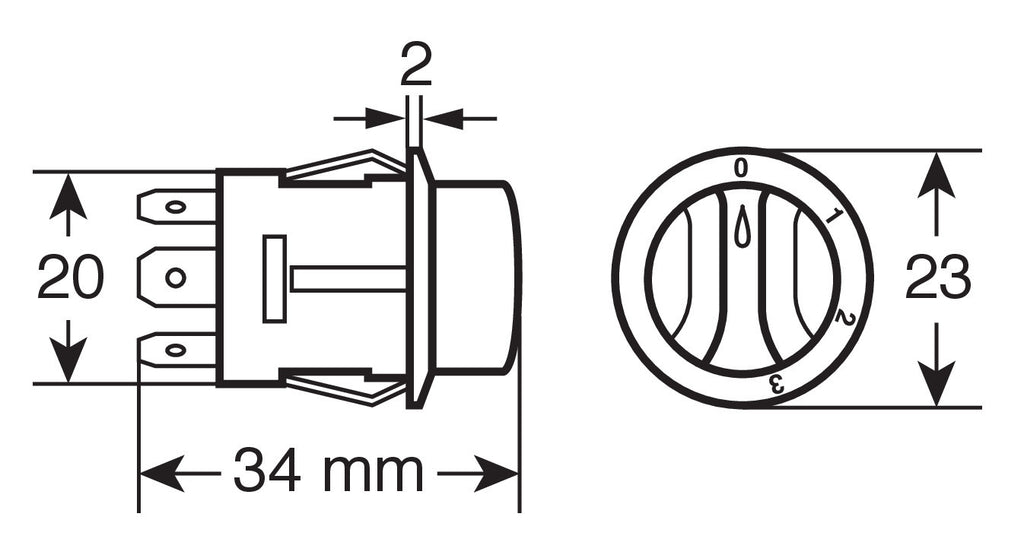 Interruttore a rotazione - 12/24V - 10A