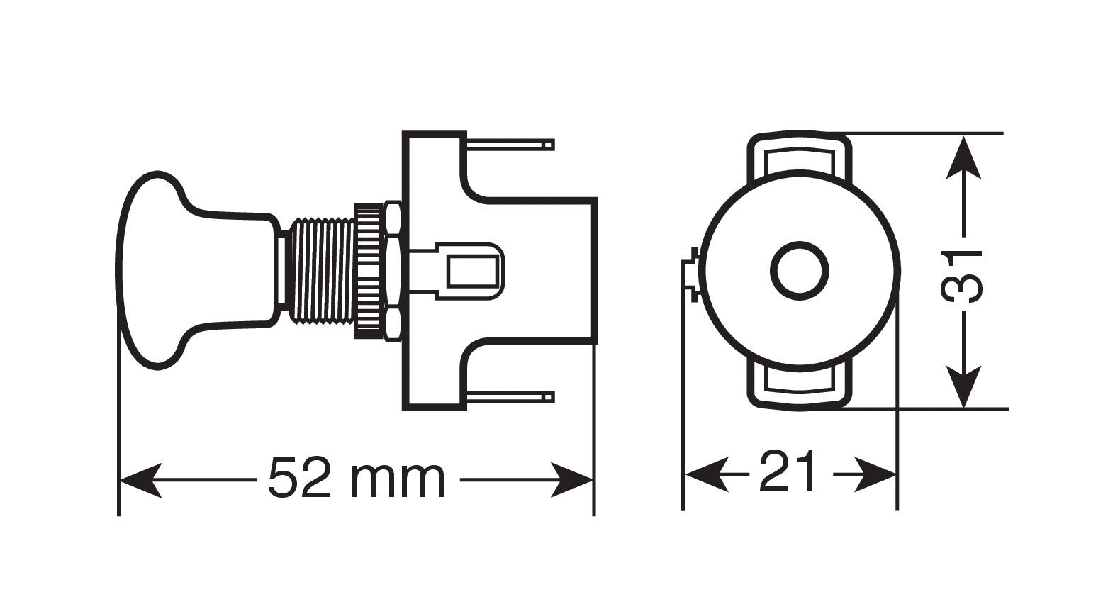 Interruttore tira-spingi con spia a Led - 12/24V - Rosso - 10A