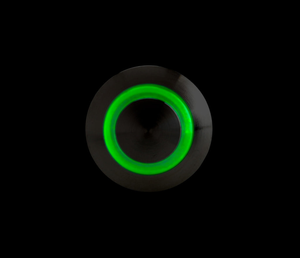 Interruttore a pulsante con spia a Led, 12/24V - Verde