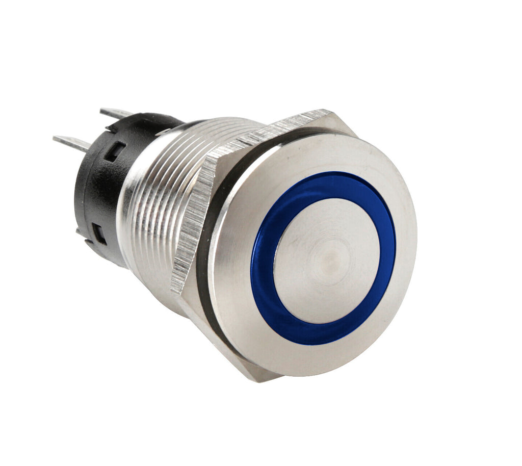 Interruttore a pulsante con spia a Led, 12/24V - Blu