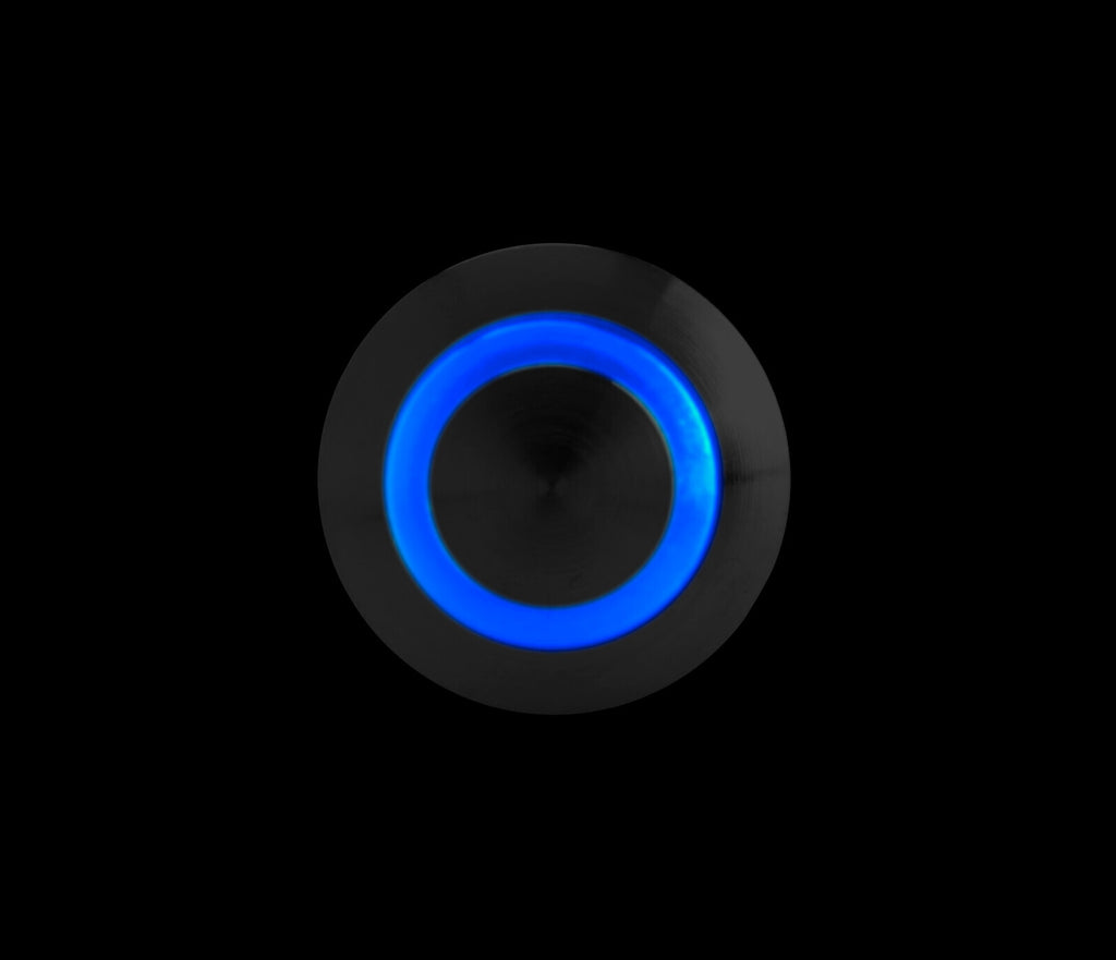 Interruttore a pulsante con spia a Led, 12/24V - Blu