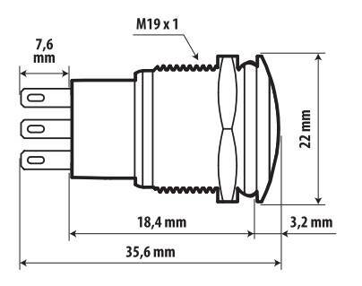 Interruttore a pulsante con spia a Led, 12/24V - Arancio