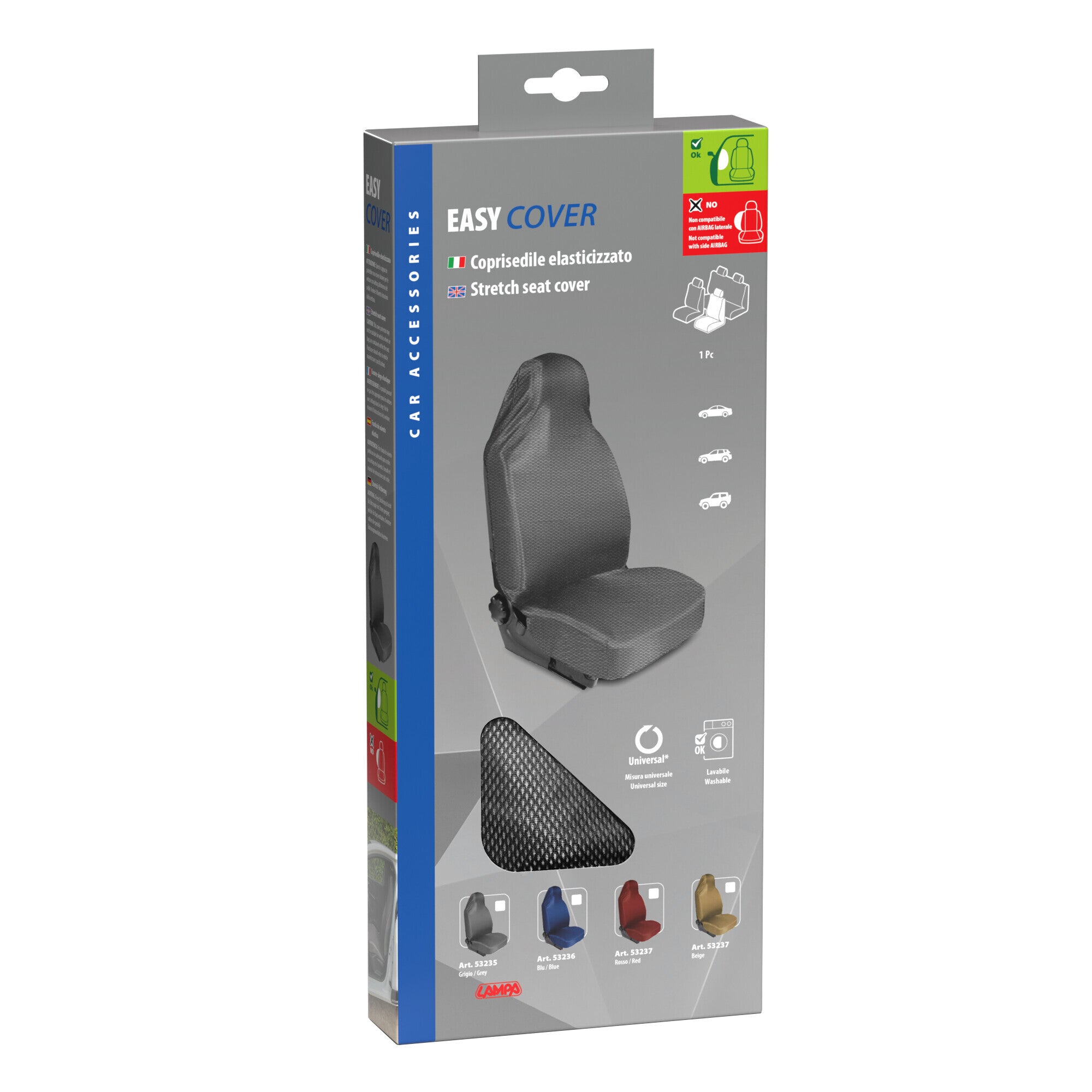 Easy Cover, coprisedile anteriore elasticizzato - Grigio