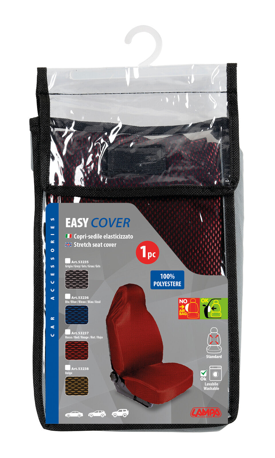 Easy Cover, coprisedile anteriore elasticizzato - Rosso