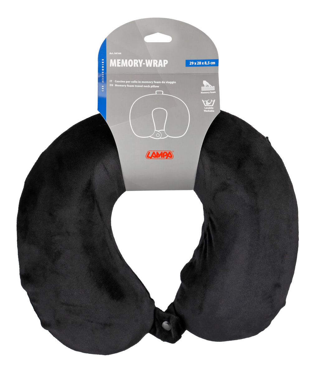Memory-Wrap, cuscino per collo in memory foam da viaggio - Nero