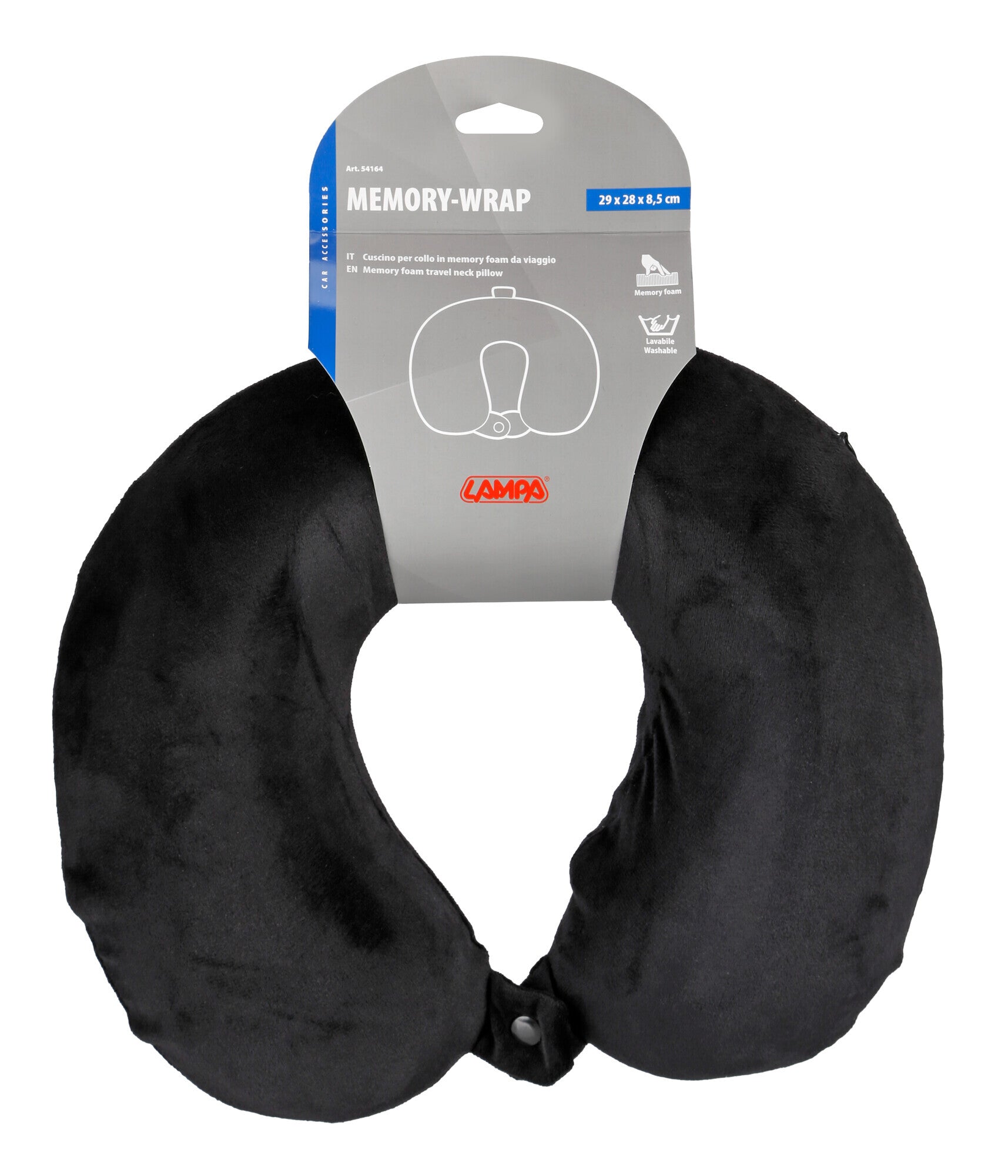 Memory-Wrap, cuscino per collo in memory foam da viaggio - Nero