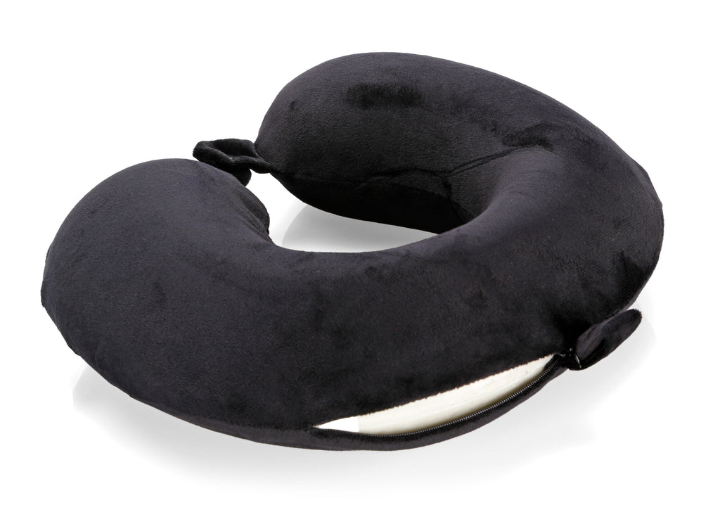 Memory-Wrap, cuscino per collo in memory foam da viaggio - Nero