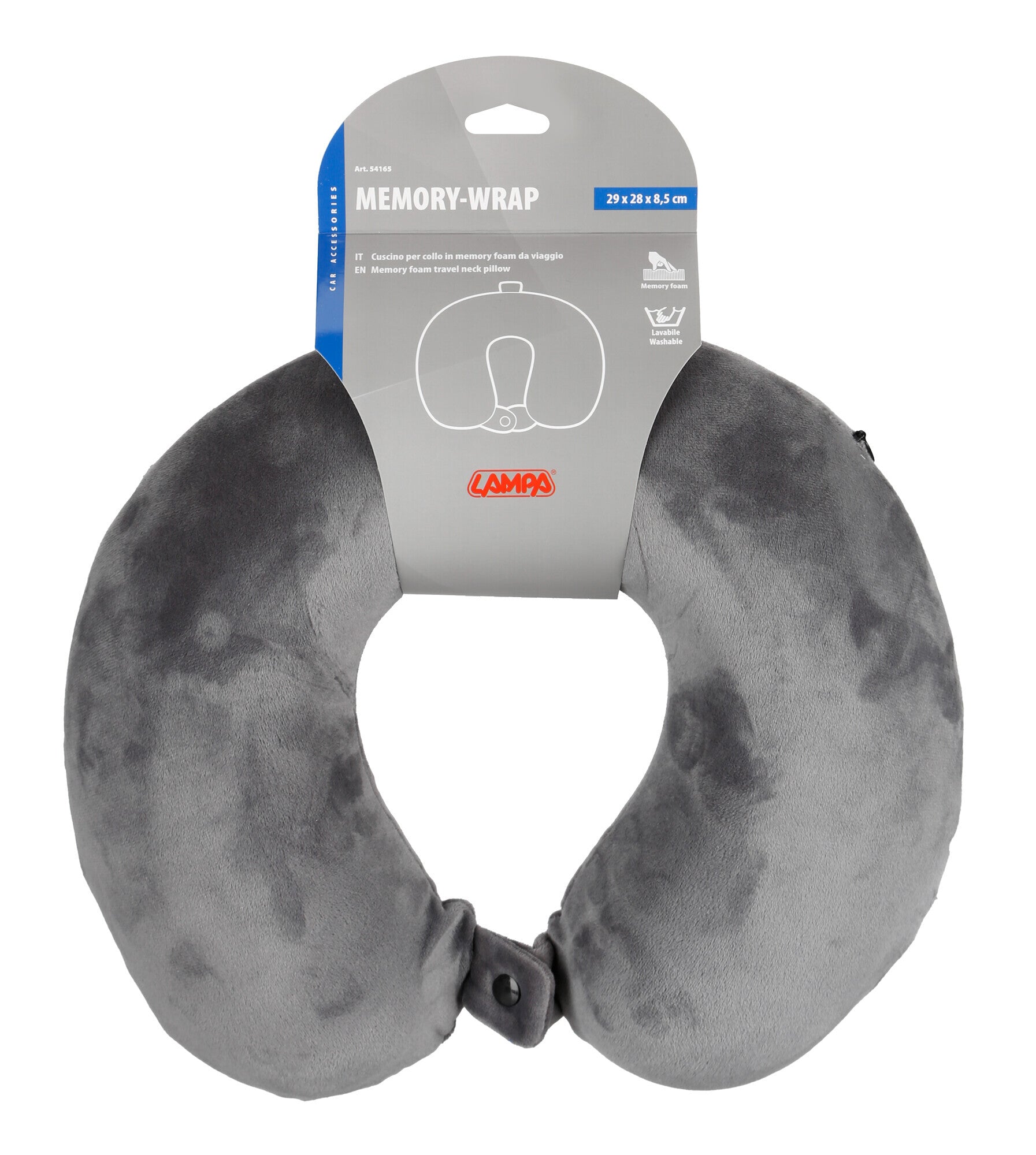 Memory-Wrap, cuscino per collo in memory foam da viaggio - Grigio