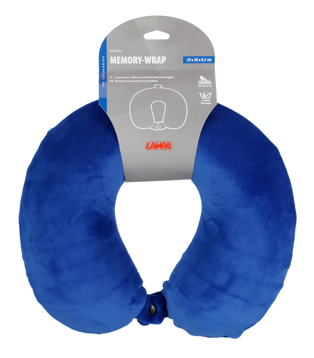 Memory-Wrap, cuscino per collo in memory foam da viaggio - Blu Navy